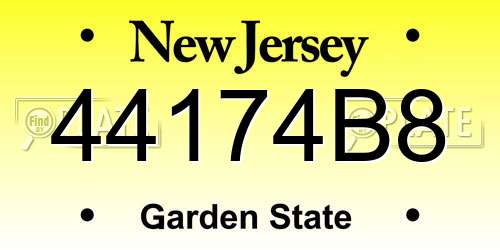 44174B8 New Jersey License Plate