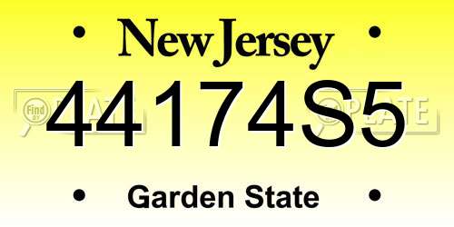 44174S5 New Jersey License Plate