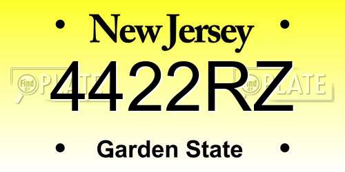 4422RZ New Jersey License Plate