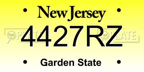 4427RZ New Jersey License Plate