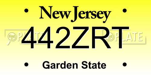 442ZRT New Jersey License Plate