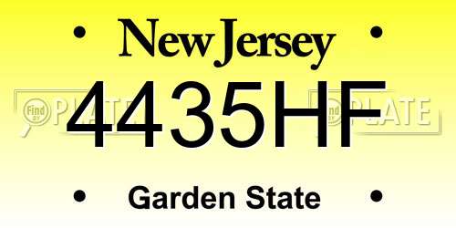 4435HF New Jersey License Plate