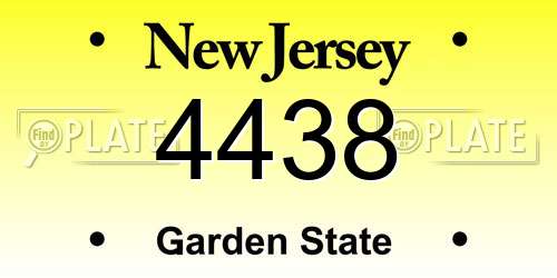 4438 New Jersey License Plate