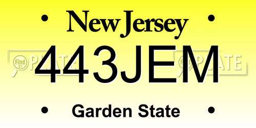 443JEM New Jersey License Plate