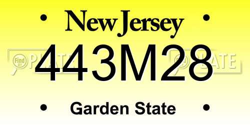 443M28 New Jersey License Plate