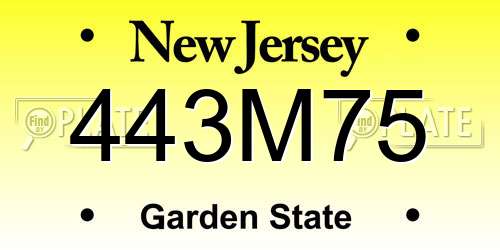 443M75 New Jersey License Plate