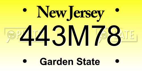443M78 New Jersey License Plate
