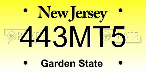 443MT5 New Jersey License Plate