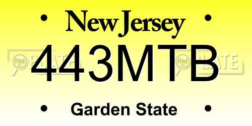 443MTB New Jersey License Plate