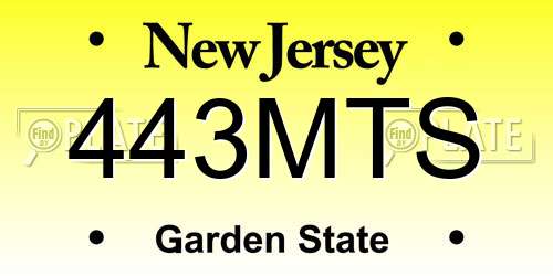 443MTS New Jersey License Plate