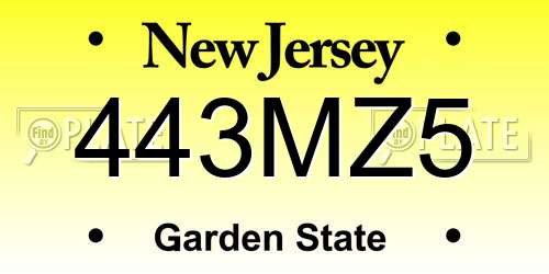 443MZ5 New Jersey License Plate