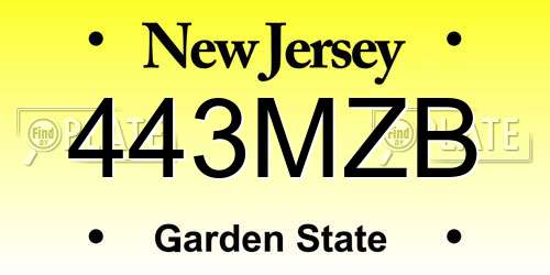 443MZB New Jersey License Plate