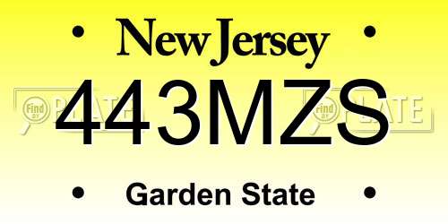 443MZS New Jersey License Plate