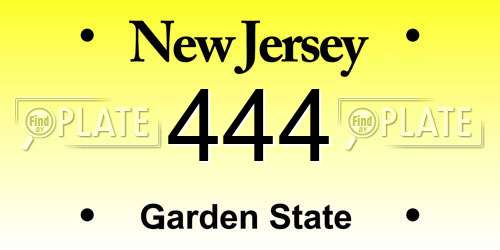 444 New Jersey License Plate