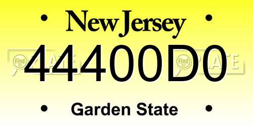 44400D0 New Jersey License Plate