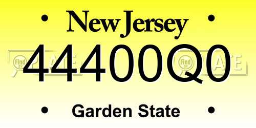 44400Q0 New Jersey License Plate