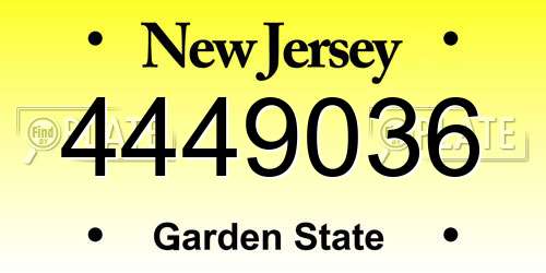 4449036 New Jersey License Plate