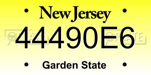 44490E6 New Jersey License Plate