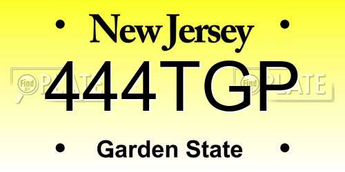 444TGP New Jersey License Plate