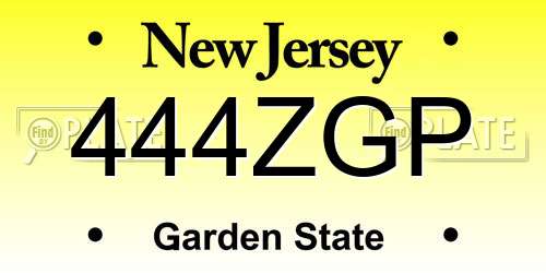 444ZGP New Jersey License Plate