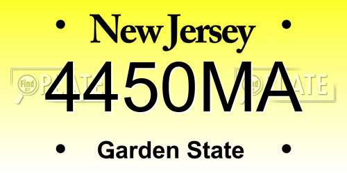 4450MA New Jersey License Plate