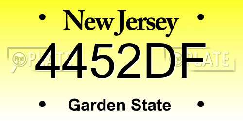 4452DF New Jersey License Plate