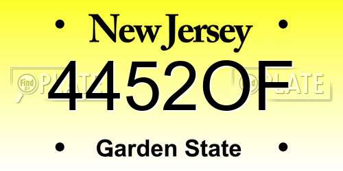 4452OF New Jersey License Plate