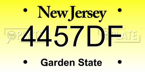 4457DF New Jersey License Plate