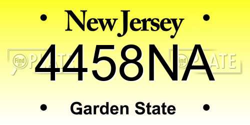 4458NA New Jersey License Plate
