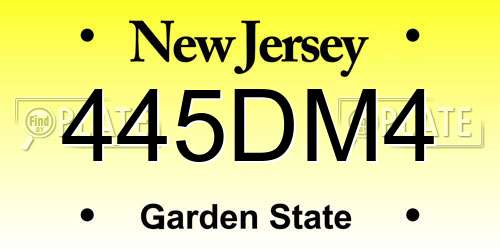 445DM4 New Jersey License Plate