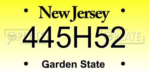 445H52 New Jersey License Plate