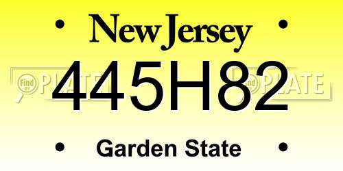 445H82 New Jersey License Plate
