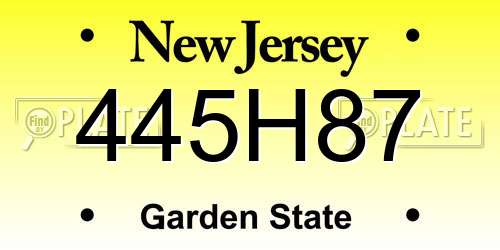 445H87 New Jersey License Plate