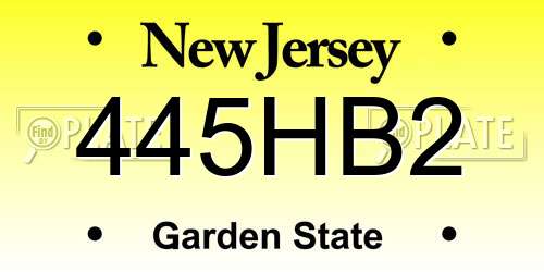 445HB2 New Jersey License Plate