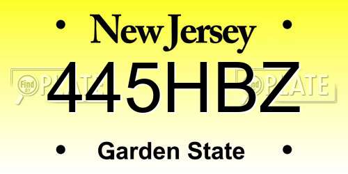 445HBZ New Jersey License Plate