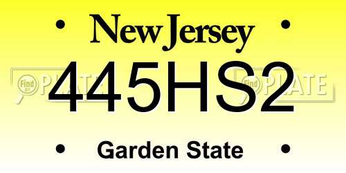 445HS2 New Jersey License Plate