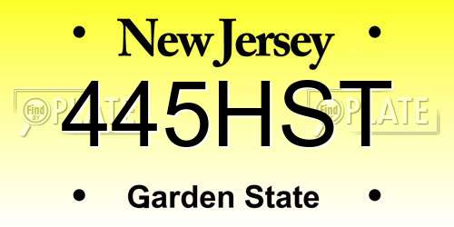 445HST New Jersey License Plate