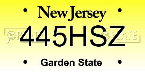 445HSZ New Jersey License Plate