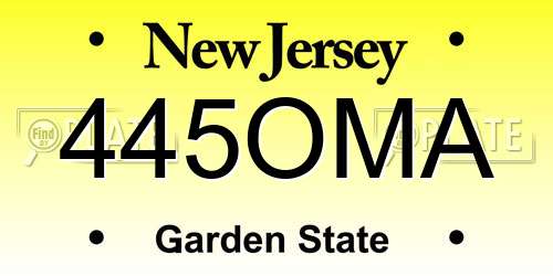 445OMA New Jersey License Plate