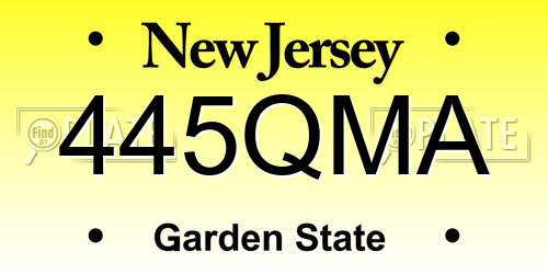 445QMA New Jersey License Plate