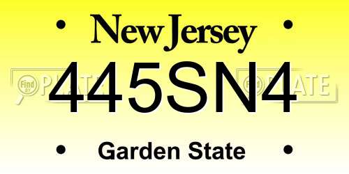 445SN4 New Jersey License Plate