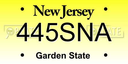 445SNA New Jersey License Plate