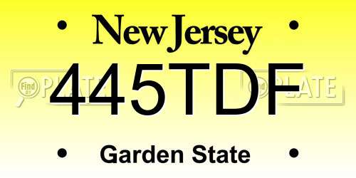 445TDF New Jersey License Plate