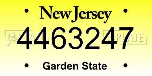 4463247 New Jersey License Plate