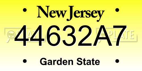 44632A7 New Jersey License Plate