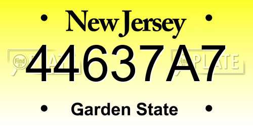44637A7 New Jersey License Plate