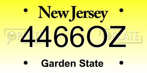 4466OZ New Jersey License Plate