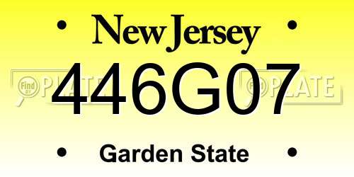 446G07 New Jersey License Plate