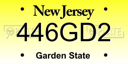 446GD2 New Jersey License Plate