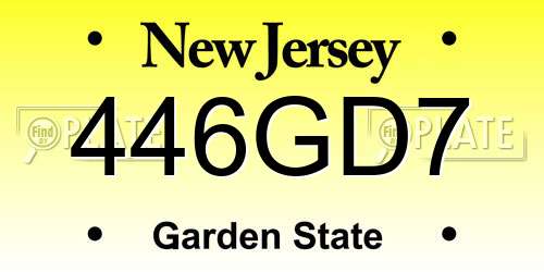446GD7 New Jersey License Plate